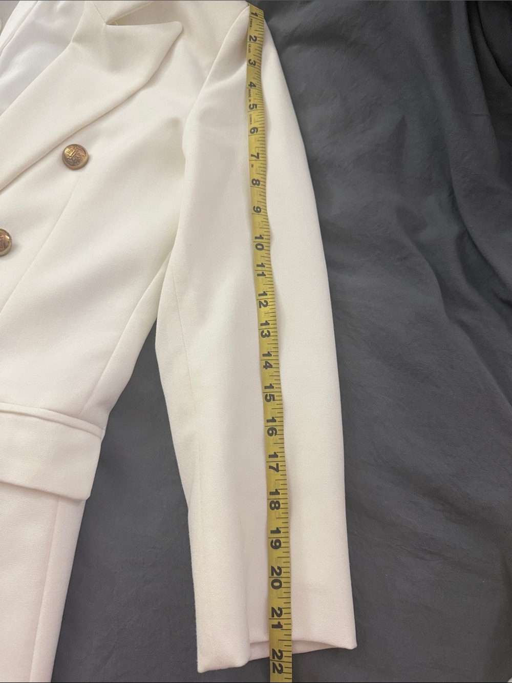 Women's Double-Breasted White Blazer Jacket - Picture 9 of 9